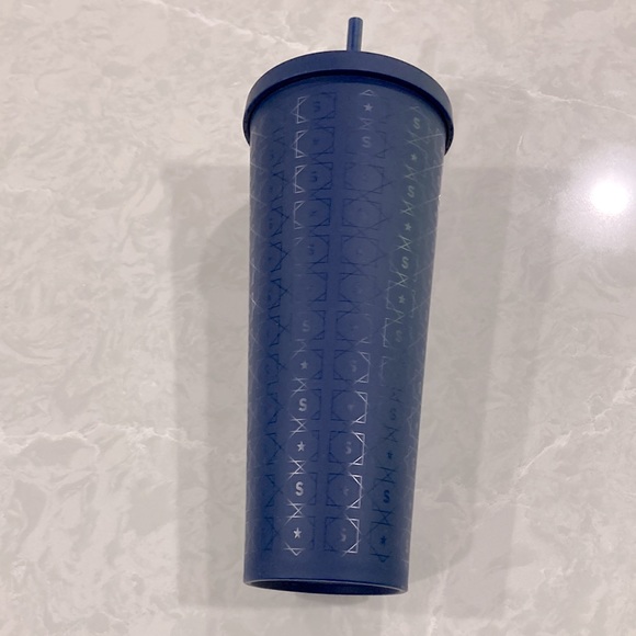Starbucks 24 oz tumbler matte navy blue with star print - Picture 3 of 6